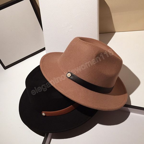 

wool classic style brown belt lady fedoras cap men women leisure panama jazz hat, Blue;gray