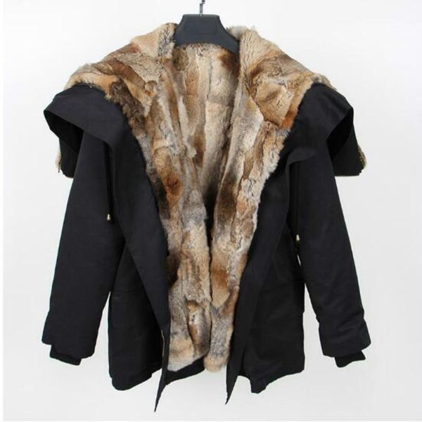 

women's fur & faux maomaokong natural lined park black fashion raccoon jacket coat