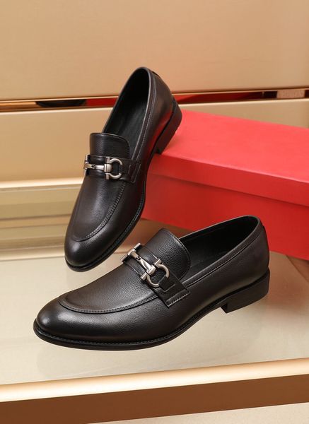

new mens business formal patchwork genuine leather flats slip on casual loafers men fashion party dress shoes size 38-44, Black