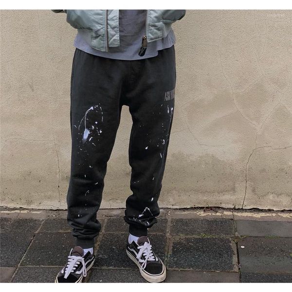 

men's pants askyurself hand inked letter logo 1:1 quality and women's, Black