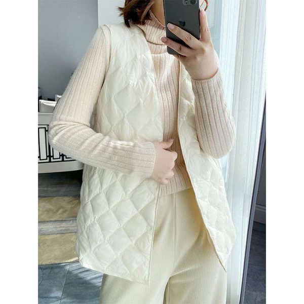 

vests coat with 90 white goose down women's 2021 autumn winter neck slim vt inner liner light coat, Black;white