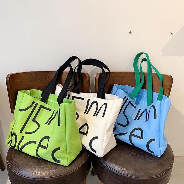 

evening bags autumn women casual canvas shoulder bag letter printten student book totes large capacity female cloth reusable shopping