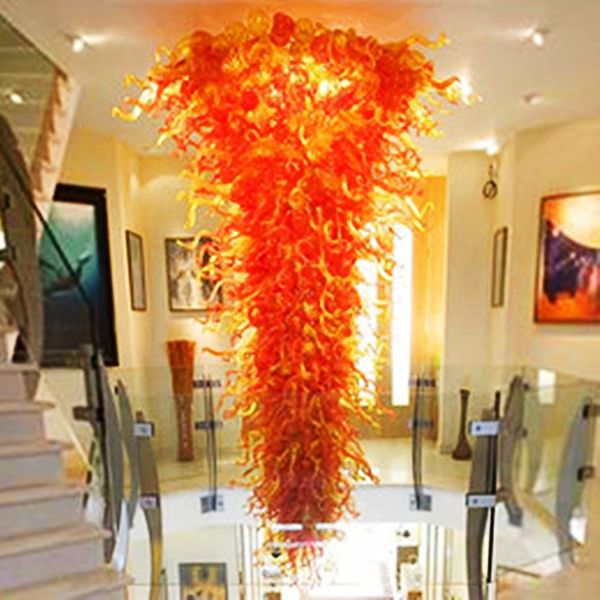 

pendant lamps rustic orange shade hand blown glass chain chandelier lighting 160'' custom large led pendant-lights for house decor