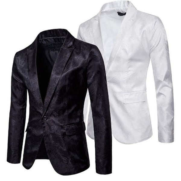 

men's suits & blazers mens suit blazer casual slim fit one button tuxedo formal coat jacket top, White;black