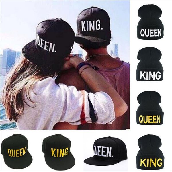 

king queen cap with embroidery snapback hip hop baseball caps man lovers couples men women cartoon pattern casquette homme, Blue;gray