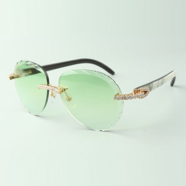 

2022 classic endless sunglasses 3524027 with mixed buffalo horn arms glasses, direct sales, size: 18-140 mm, White;black