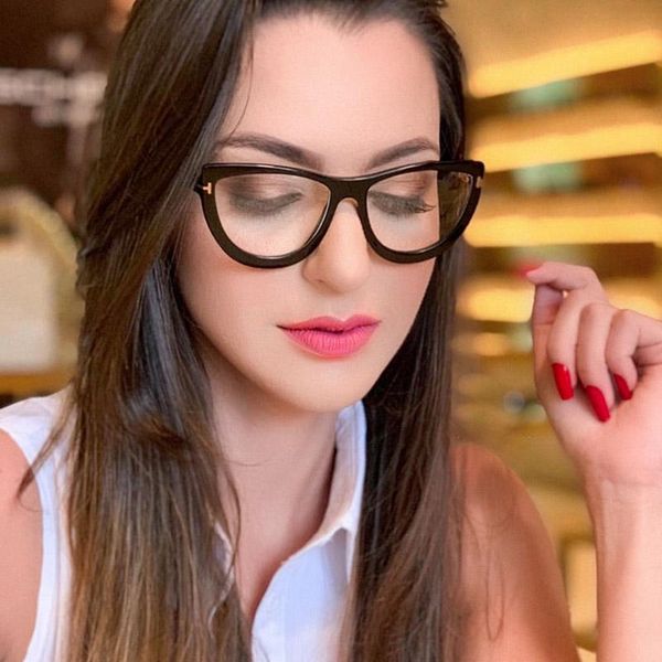 

fashion sunglasses frames optical glasses woman vintage sun brand designer female spectacles frame eyeglasses clear cat eye style shade, Black