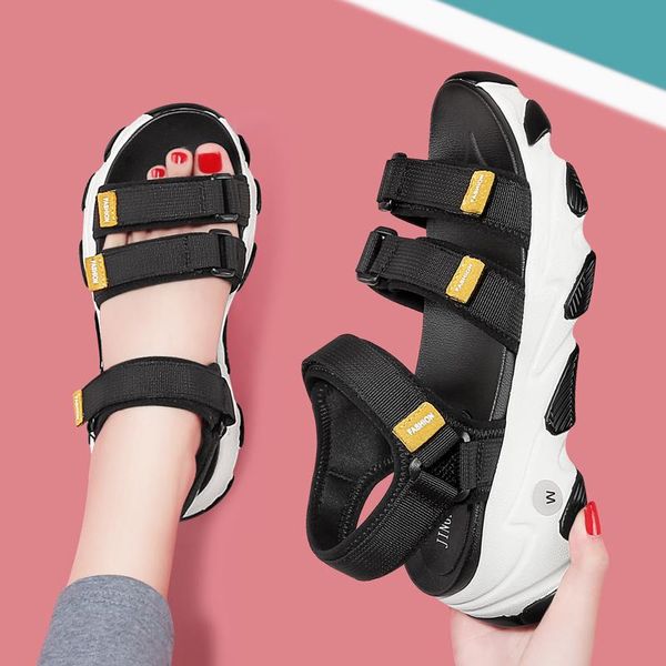 

dress shoes sandals woman moolecole fashion hook&loop women high heels wedges leisure casual cool 2-9603, Black