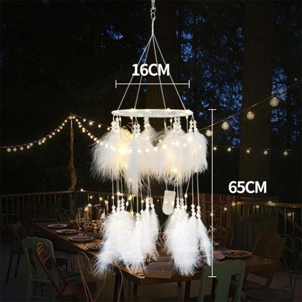 

led light wind chimes dromenvanger party bedside wall hanging dreamcatcher romantic feather home deco girl room decoration gift