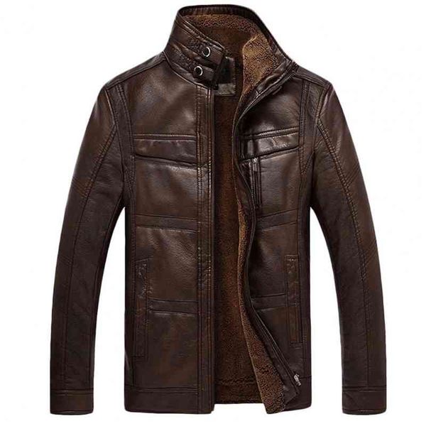

men long sve stand collar faux leather fce lined zip warm short et, Black