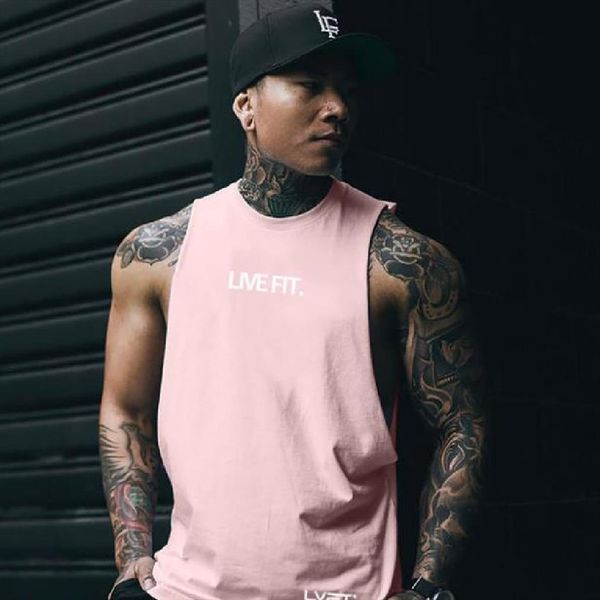 

summer sports fitness vest fashion muscle men leisure running waistcoat logo shaped round bottom, White;black