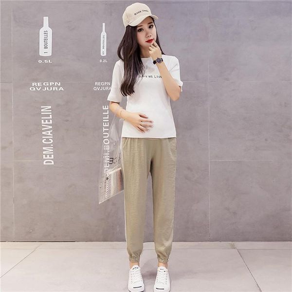 

maternity bottoms pregnant women pants adjustable care belly nine points lantern chiffon casual loose pregnancy pant trousers, White