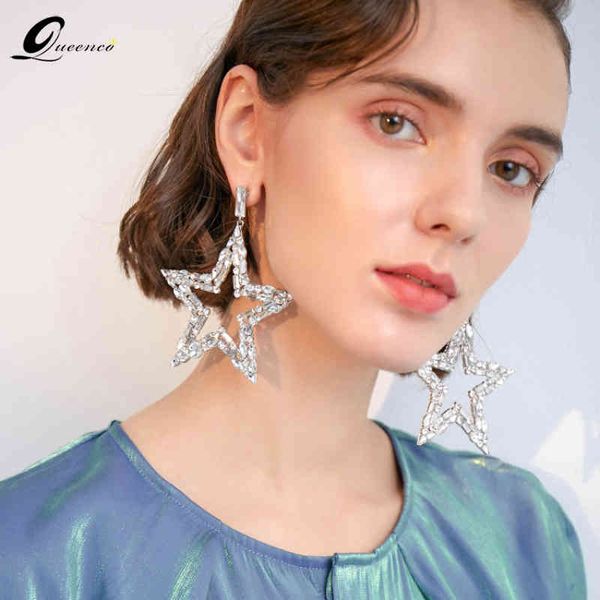 

luxury big star earrings pendientes corazon aretes de mujer oorbellen jewelry brincos feminino boucles d oreilles bijoux earings, Bronze;silver
