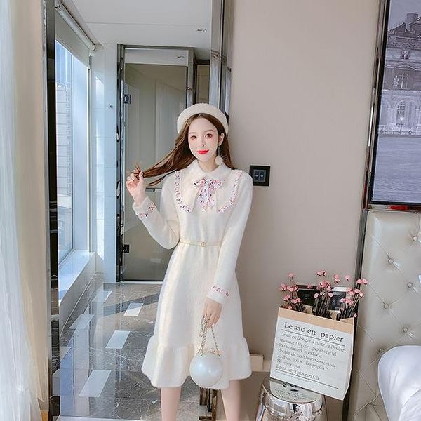 

casual dresses women 2021 autumn winter slim sweater dress female fashion knitted ladies warm elegant a-line vestidos d93, Black;gray