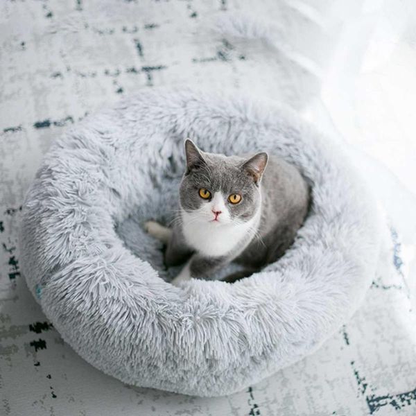 

cat beds & furniture 40/60/70/80/100cm plush super pet bed kennel dog round winter warm sleeping bag puppy cushion mat portable supplies
