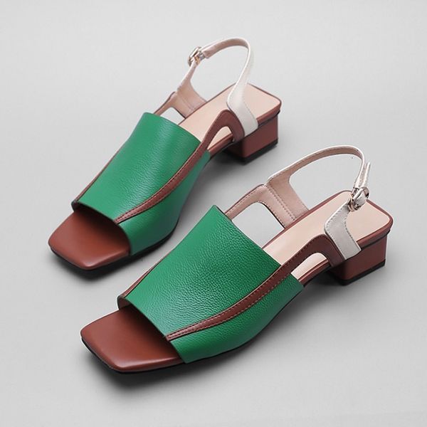 

sandals olomm women's leather sandals buckle down shoes nice square toe beautiful black foot dressed ladies'shoes size of eua 4