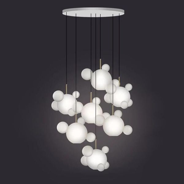 

modern clear white glass bubbles golden silver lustre chandelier lighting.suspension luminaire lampen for foyer chandeliers