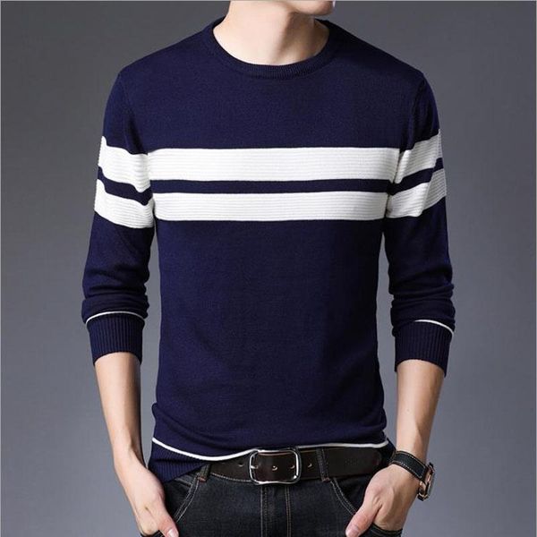 

men's knitting sweater fashion youth korean slim round neck stripe m01 sweaters, White;black