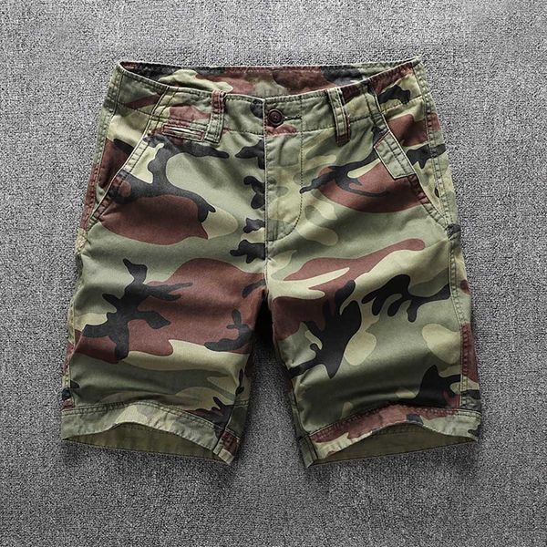 

shorts trendy camouflage cargo men casual pockets boardshorts retro cotton slim density shorts summer man clothing, White;black