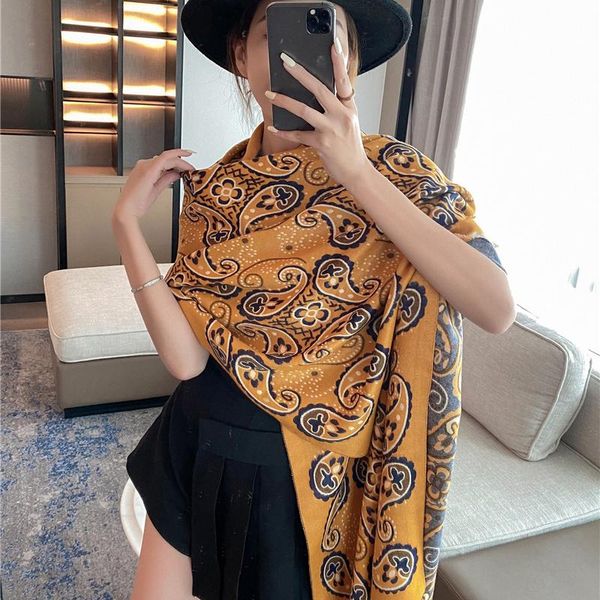 

scarves tassel double-side paisley winter shawl women cashmere scarf hijab luxury thick warm blanket wraps bufanda foulard, Blue;gray