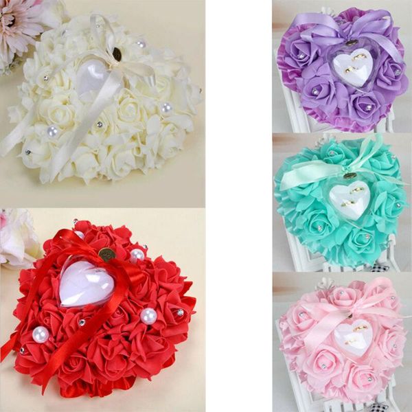 

favor heart shaped wedding ring box bearer pillow cushion gift holder decor romantic proposal rose party