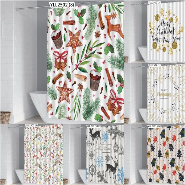 

shower curtains merry christmas for bathroom cartoon printed curtain festive gift waterproof mildewproof bath cover