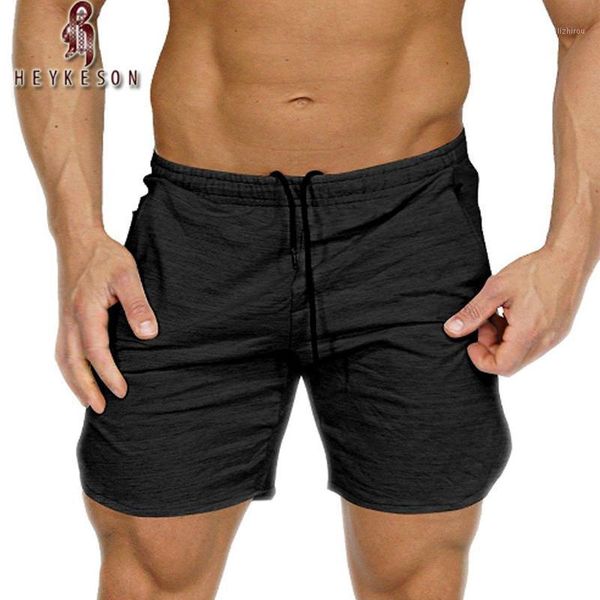 

men's shorts heykeson mens brand jogger slim men black bodybuilding short pants male fitness gyms workout, White;black