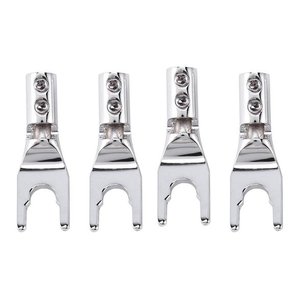 

smart power plugs 5pcs brass rhodium plated u- type y spade speaker