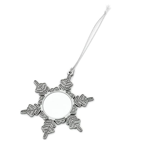 

keychains f2td sublimation blank pendant heat transfer christmas snowflakes car hanging ornaments for holiday party gifts diy crafts, Silver
