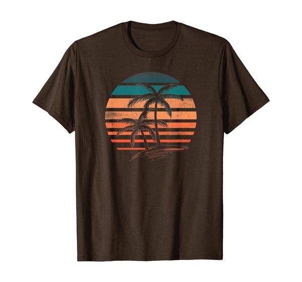 

retro vintage sunset palm trees t shirt, White;black