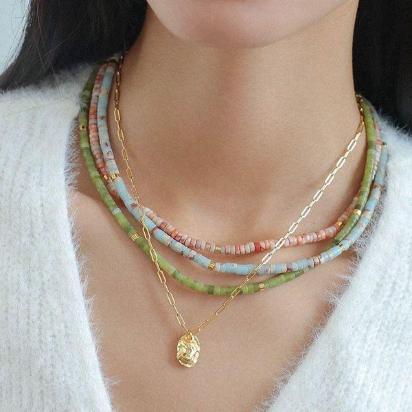 

chains 2021 design european ins style beading heishi necklace, Silver