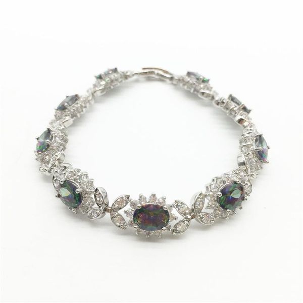 

link, chain rainbow & white color overlay for women's bracelet, Black