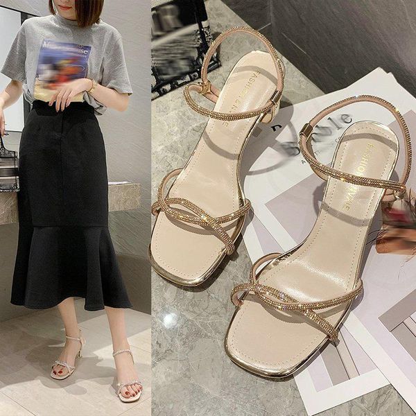 

dress shoes women's high heels, sweet fashion stilettos with thin straps, elegant golden wedding in korean style, Black