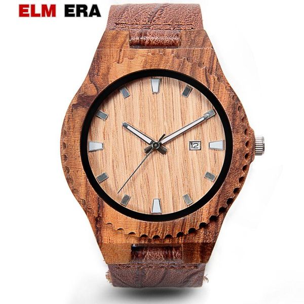 

wristwatches elmera natural handmade wooden watch oem leather wood carnival for men teens g watches men's, Slivery;brown