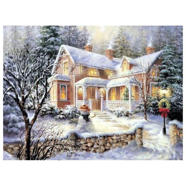 

frames zs317 snowy cabin series round diamond painting full magical cube resin for handmade lovers