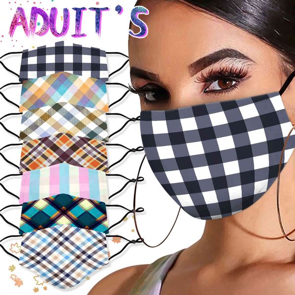 

color fashion lattice printing civil mask dust-proof ear hanging multi-color