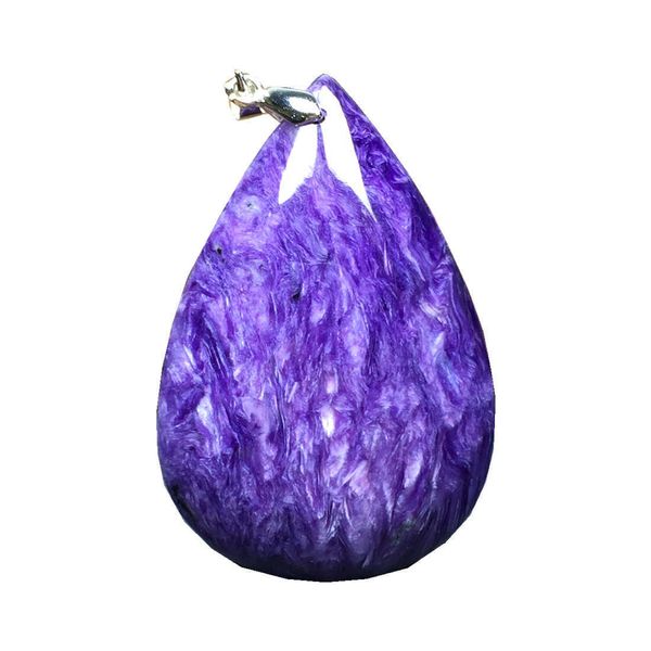 Top gioielli ciondolo collana di charoite viola naturale per donna uomo pietra curativa cristallo argento 50x33x11mm perline pietra preziosa AAAAA H1015