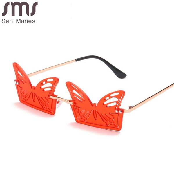 

rimless butterfly sunglasses women punk vintage sun glass men framless steampunk retro eyewear uv400, White;black