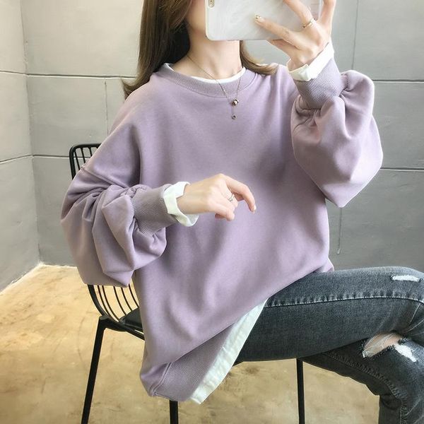 

women's hoodies & sweatshirts real po of autumn clothing korean style loose plus size pure, Black