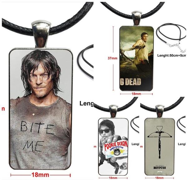 

pendant necklaces the norman reedus daryl dixon glass cabochon necklace rectangle fashion for women jewellery, Silver