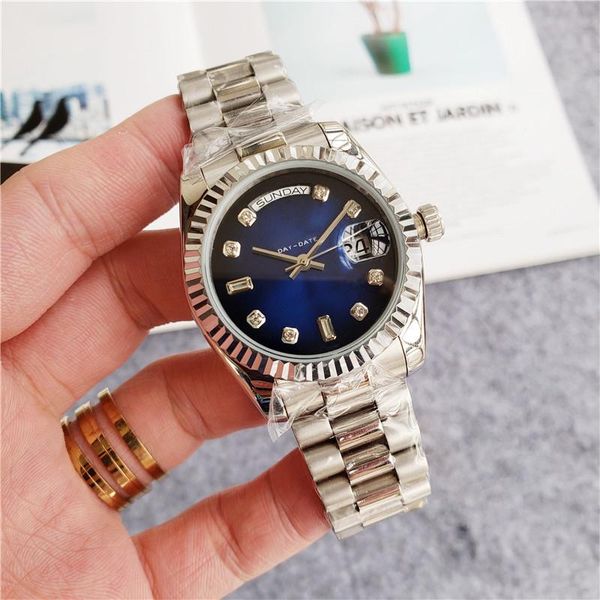 

wristwatches 2021 classic ladies watch business mechanical quality steel strap wristwatch 30m waterproof clock relogio masculino, Slivery;brown