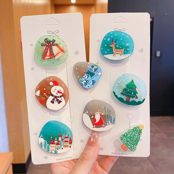 

hair accessories 2021 cute cartoon christmas hairpins for girls children sweet decorate clips barrette hairgrip fashion, Slivery;white