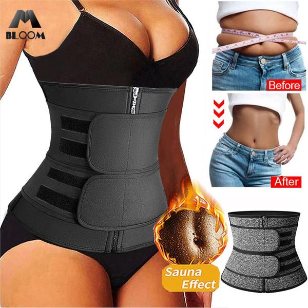 

waist support slimming shapewear sauna trainer body shaper belt adjustable tummy sweat neoprene workout women's corset fitness, Black;gray