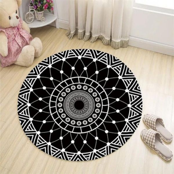 

round printed carpet geometric anti-slip floor mats rug 60x60cm flannel suede+non-slip plastic bottom durable bath