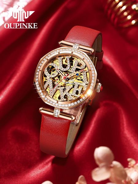 

wristwatches waterproof automatic mechanical watch ladies, Slivery;brown