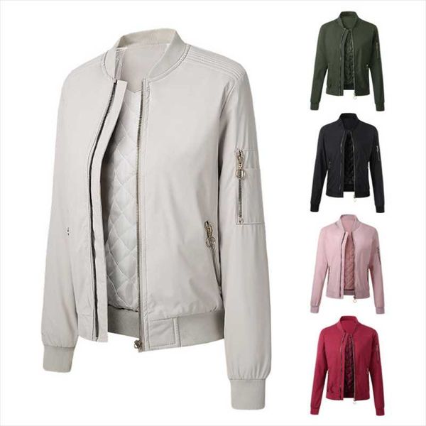 

women's jackets 2021 autumn women's jacket baseball coat women casual solid color femme veste xs-xl kpop outwear drop, Black;brown