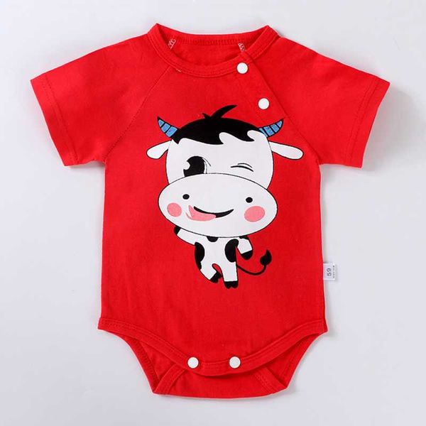 

jumpsuits born kids clothing summer baby boys girls short-sleeved clothes triangle red cow cute climbing suits, Blue