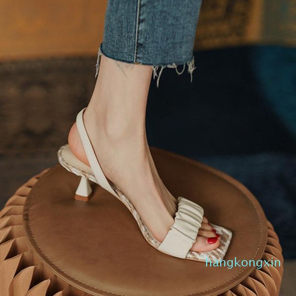 

sandals high heels women pumps shoes summer 2021 square ladies and, Black