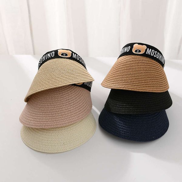 

parent child straw hat female summer korean sunscreen sun cap for children, Yellow