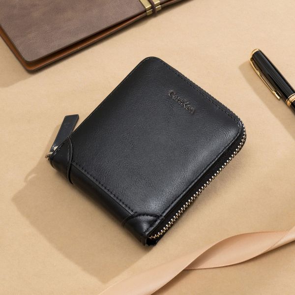 

pocket wallet, wallet retro zipper small bag, square men's multi-card short leather qosng